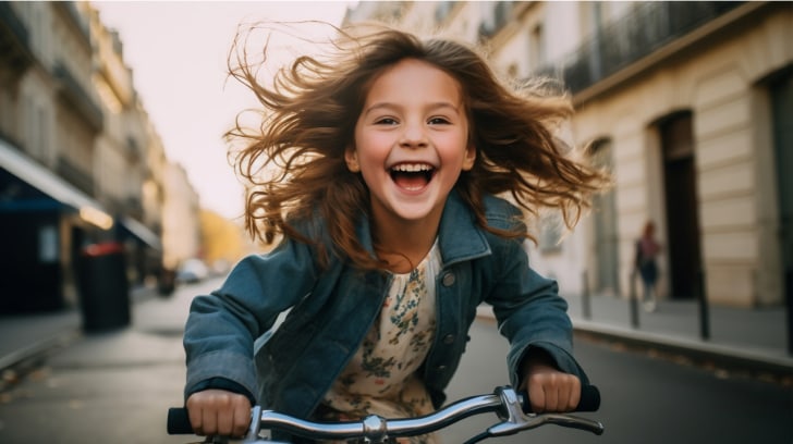 Petite fille heureuse sur un vélo