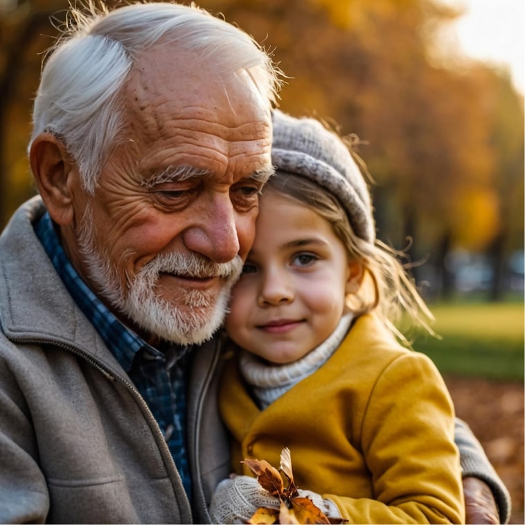 Une petite fille et son grand père